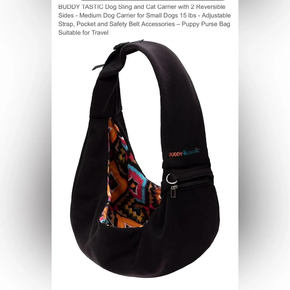 NEW BUDDYTASTIC Dog Sling Carrier for Small Dogs Puppies up to 15# Black